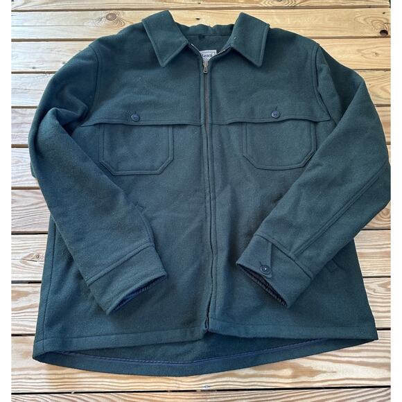 L.L. Bean Men’s Wool Jacket Size Large Green Full Zip